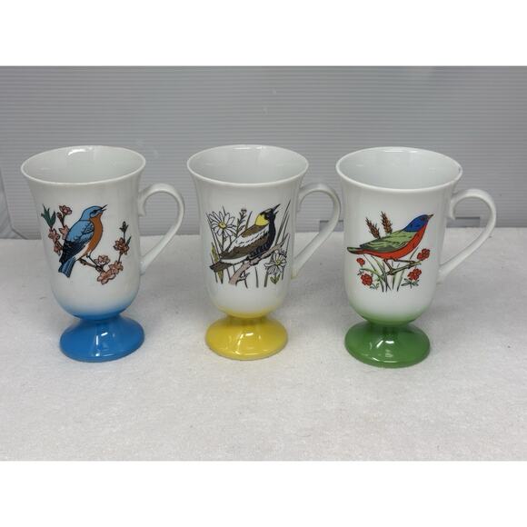 (6) Vintage 1960s Fred Roberts Songbird Pedestal Coffee Mug/Tea Cups Japan MCM - Picture 3 of 10